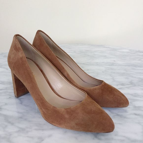 camel suede heels